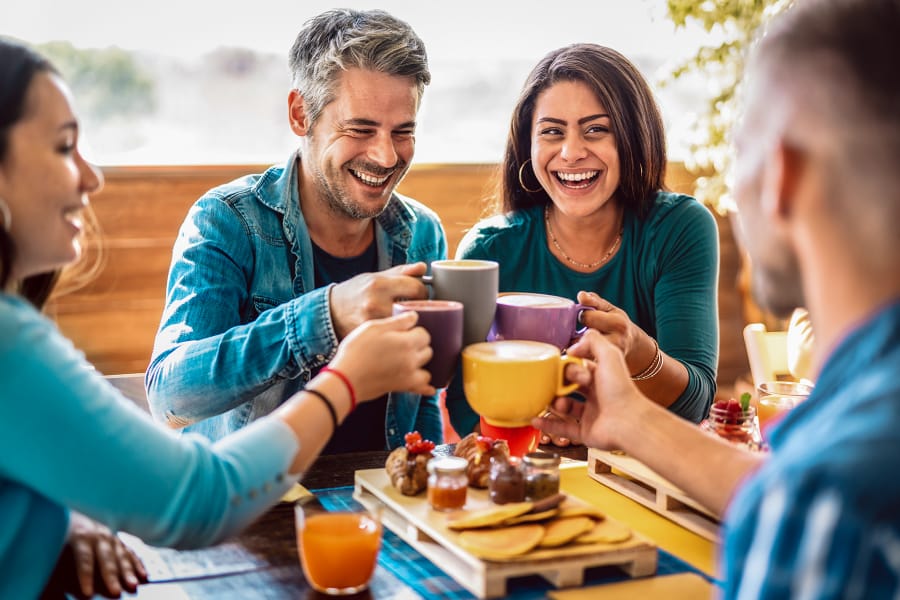 Group of friends having a party with kava